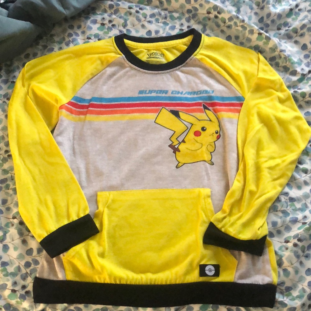 Pokemon Pikachu Yellow and Gray Crewneck Sweater